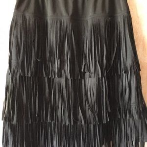 Black Fringe Short Skirt